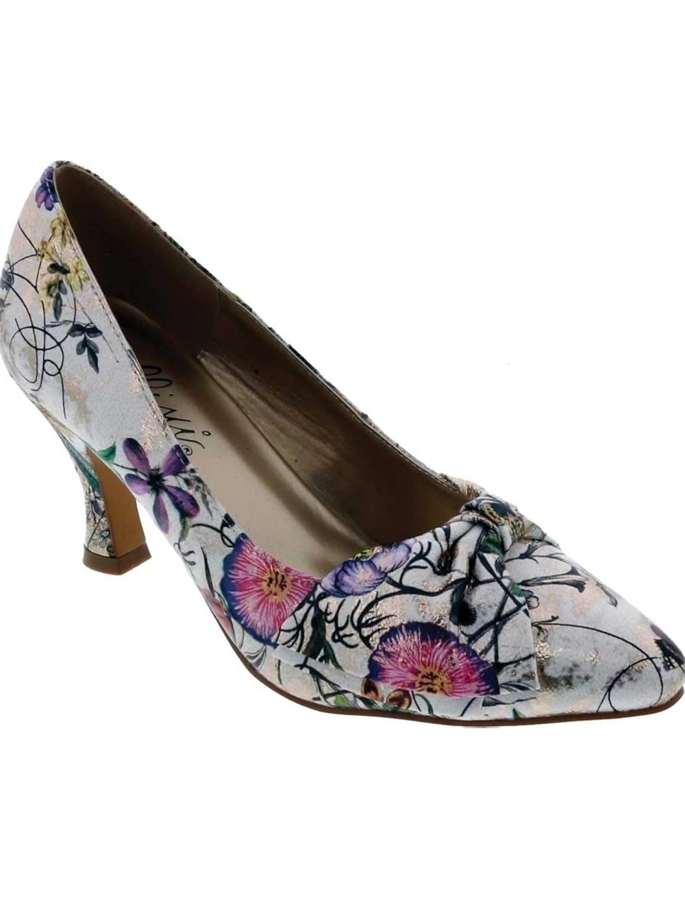 Bellini Floral Ivory Pointed-Toe Knot Accent Pumps